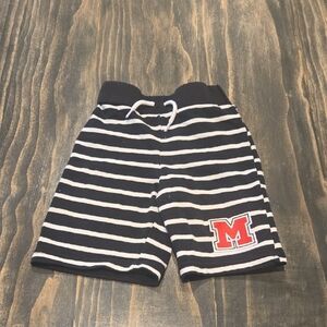 Disney Navy and White Striped Kids Shorts with Red Emblem
